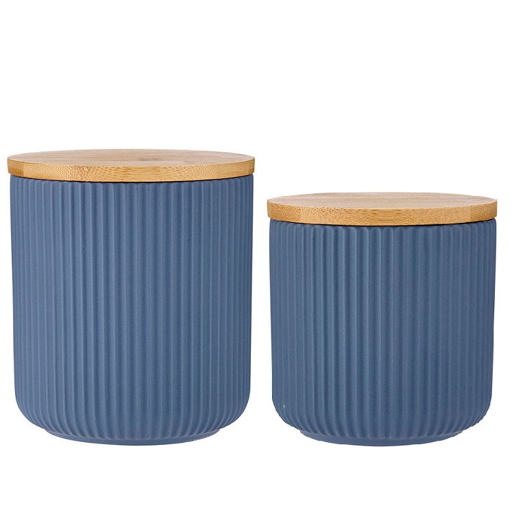 Blue Linear Ribbed Canister - 2 Sizes sold separately