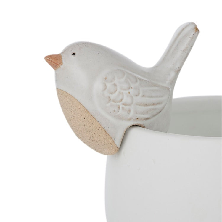 Bree Bird Pot Hanger - White Ceramic