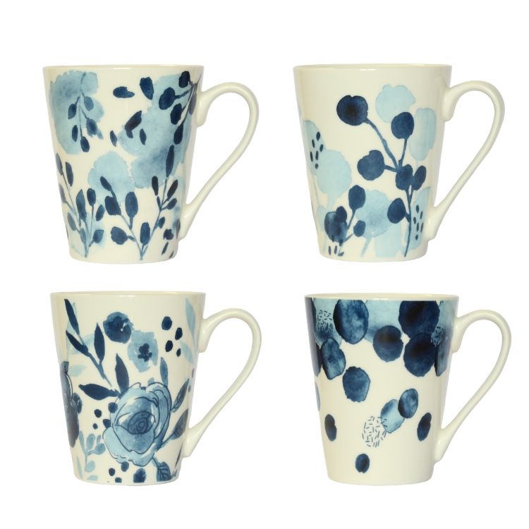 Sapphire Blue Conical Mugs - Set of 4