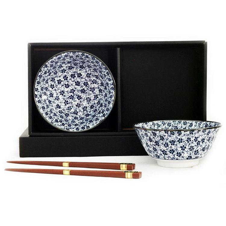 Japanese Bowls Set 2 - Blue Daisy