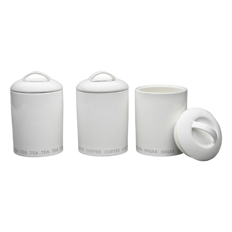 Abode Canister Set of 3: Tea, Coffee, Sugar - Porcelain