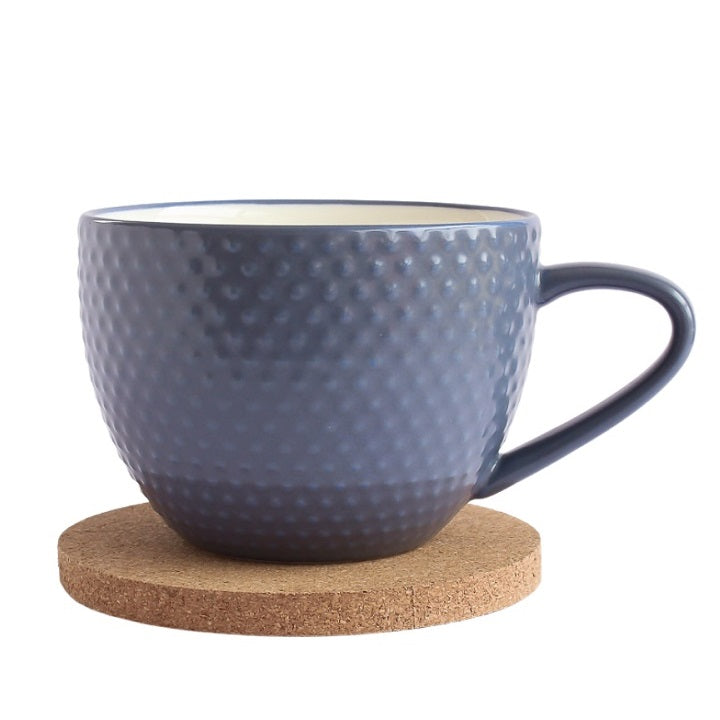 Abode Textured Mug & Coaster Set - Navy Blue