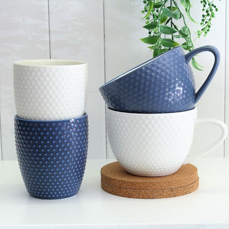 Abode Textured Mug & Coaster Set - Navy Blue