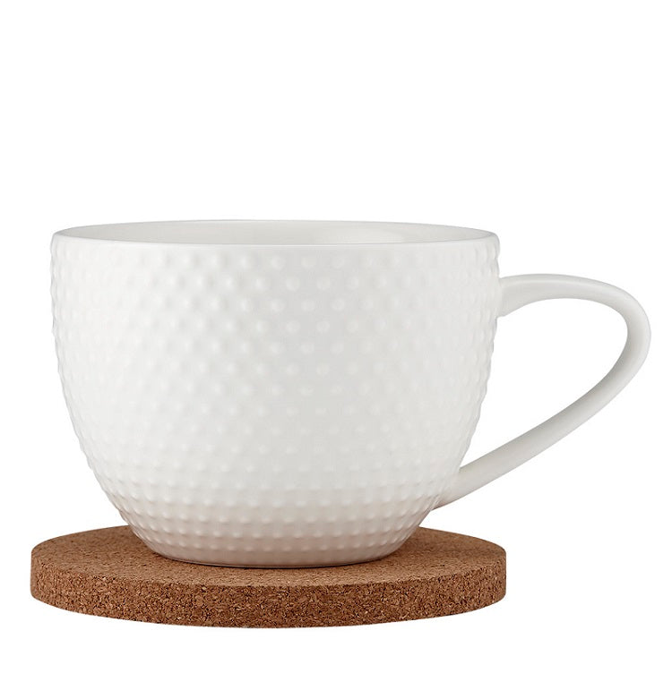 Ladelle Abode Textured Mug & Coaster Set - White