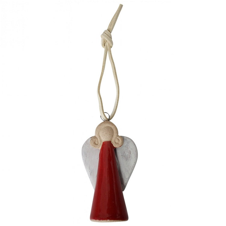 Ceramic Hanging Red Angel - small