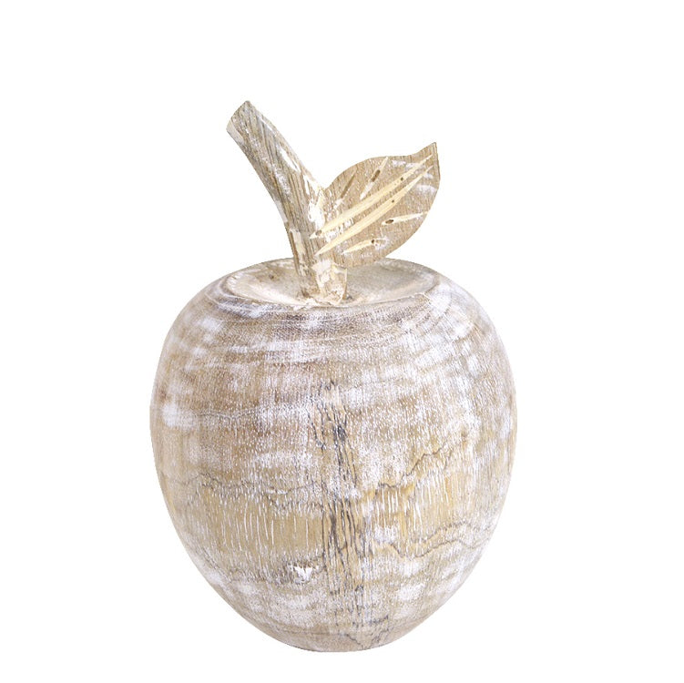 apple mango wood sculpture white washed