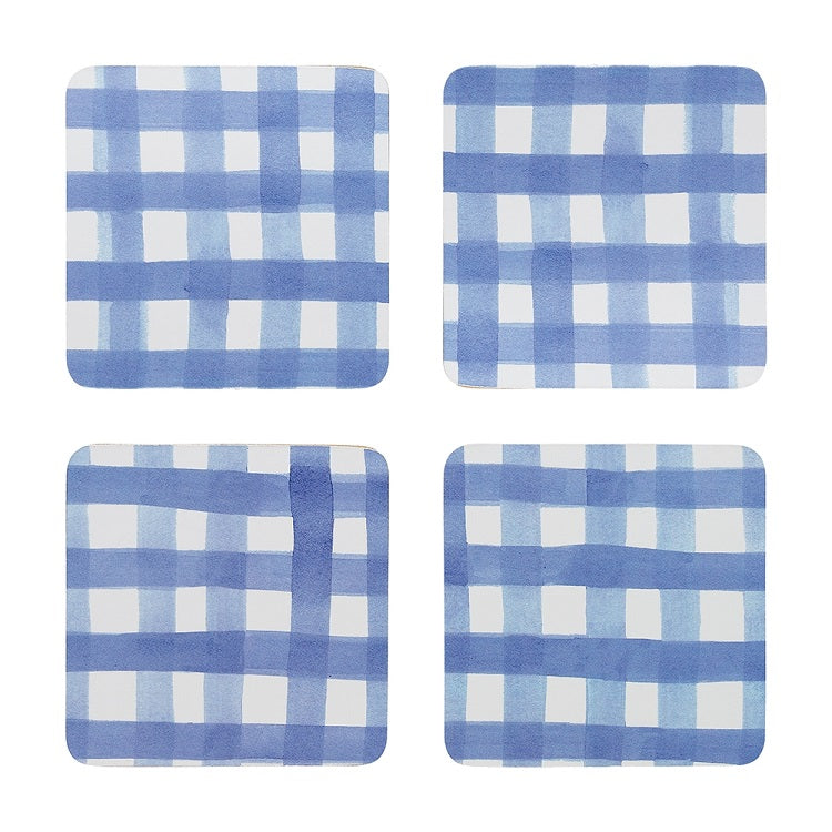 Coasters - Blue Gingham - Set of 4