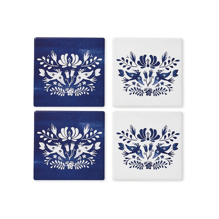 blue and white mazarine ceramic coasters