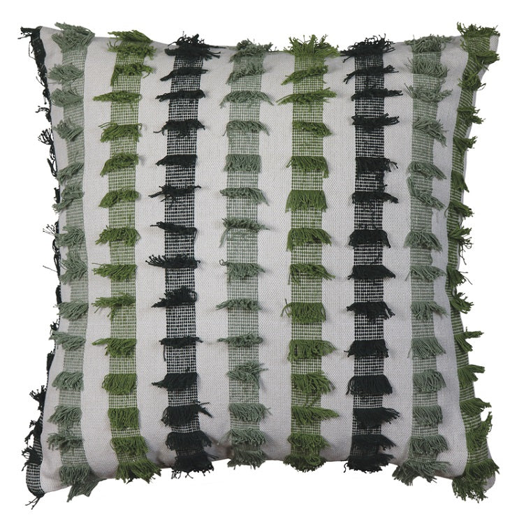 Brooke Green Fringe Cushion Cover - 50cm
