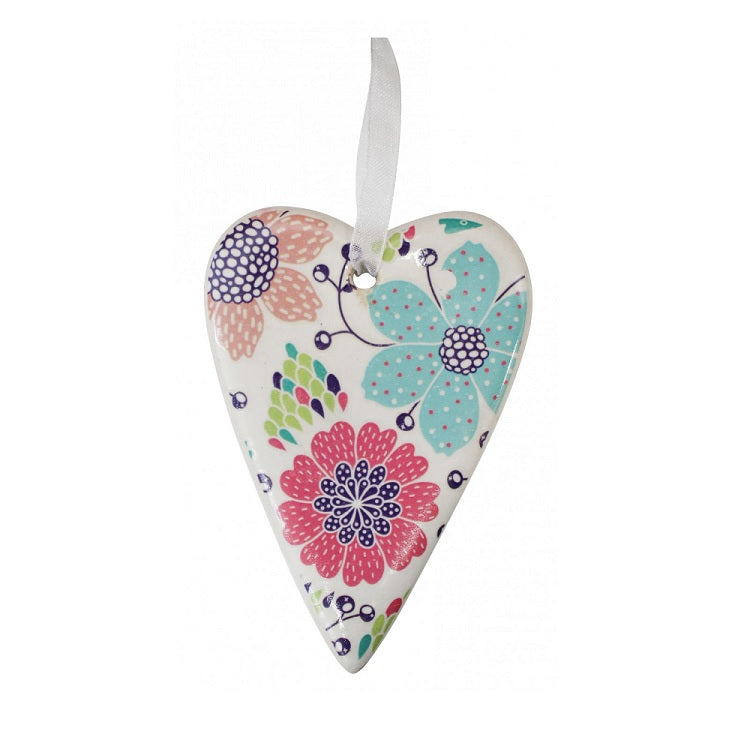 Hanging Ceramic Gift Heart - Floral