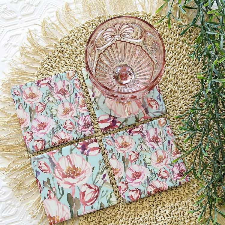Coasters - Summer Flowers - Set of 4