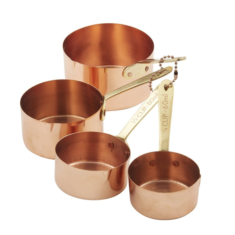 Copper Plated Measuring Cups with Brass Handles - set of 4