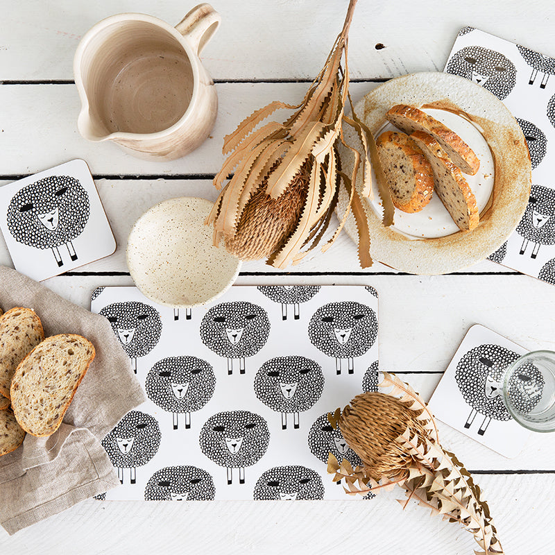 Placemat Set of 4 - Cork Back - Snoozy Sheep