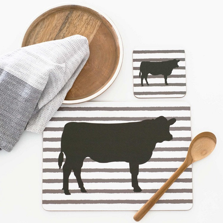Placemat Set of 4 - Cork Back - Angus Cow