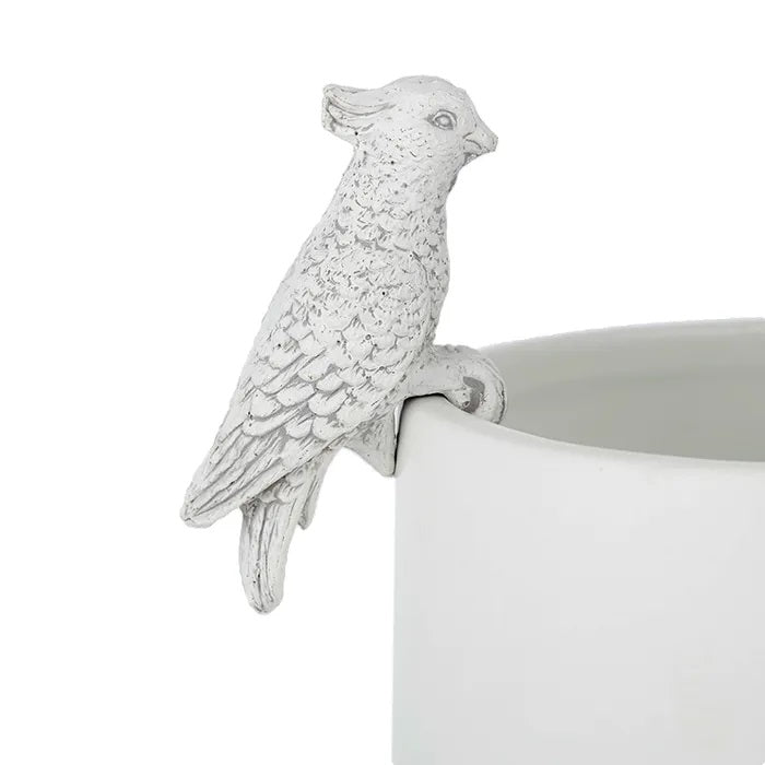 Ed Cockatoo Bird Pot Hanger - White Ceramic