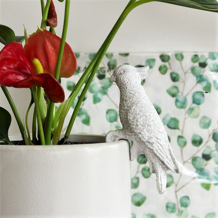 Ed Cockatoo Bird Pot Hanger - White Ceramic
