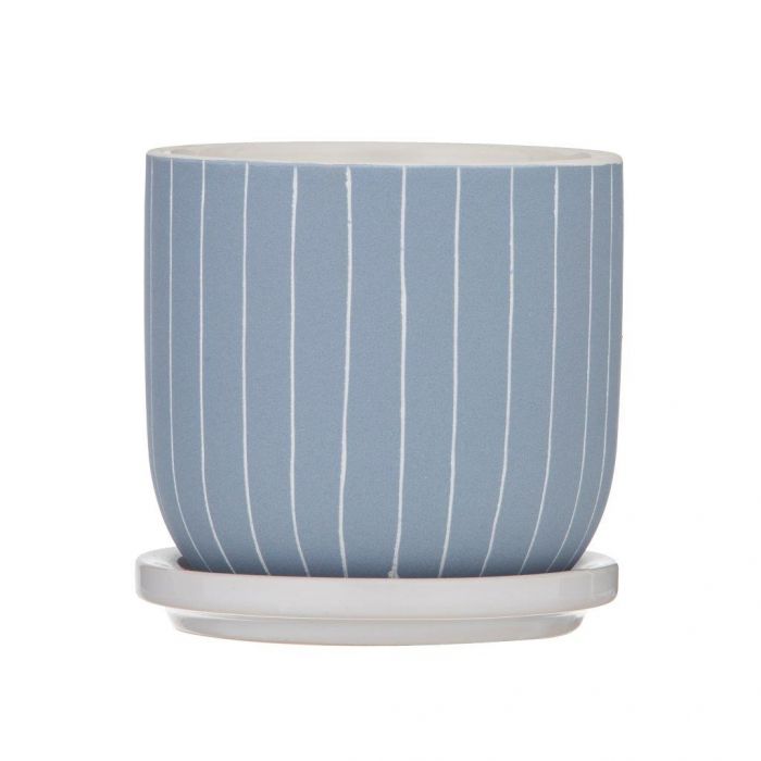 Esha Ceramic Pot with Saucer - Light Blue