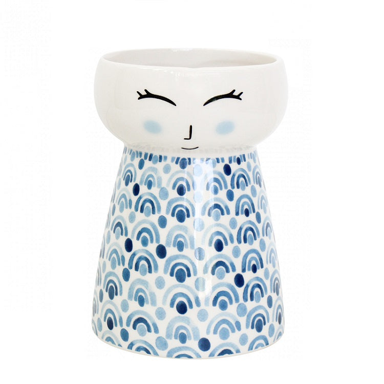Ceramic Face Vase - Blue Rainbow