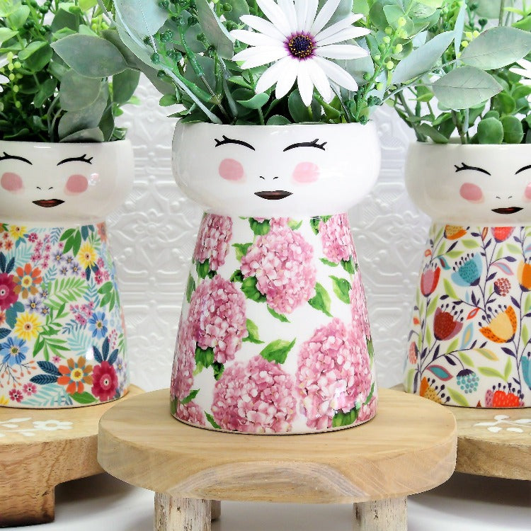 Ceramic Face Vase - Hydrangea