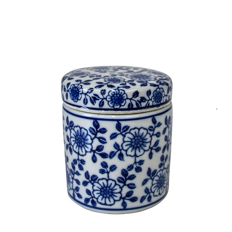Fiore Blue & White Jar with Lid Hampton Style Interior