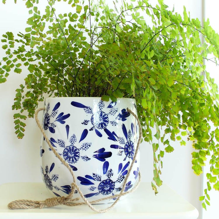 Hanging Pot - Blue Flowers