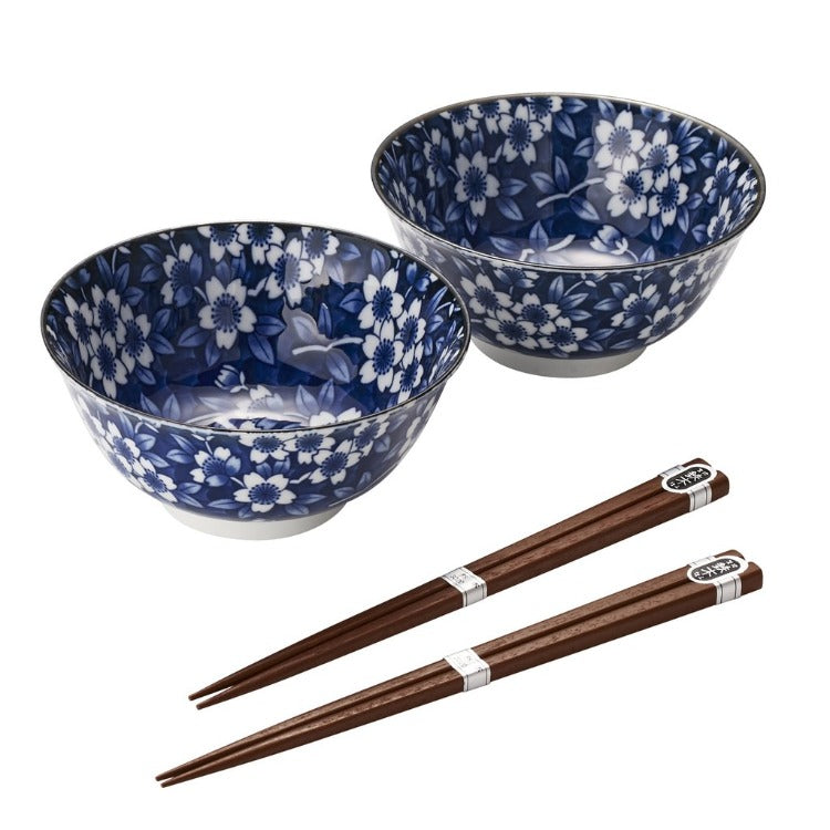 Japanese Bowls - Blue White Daisy