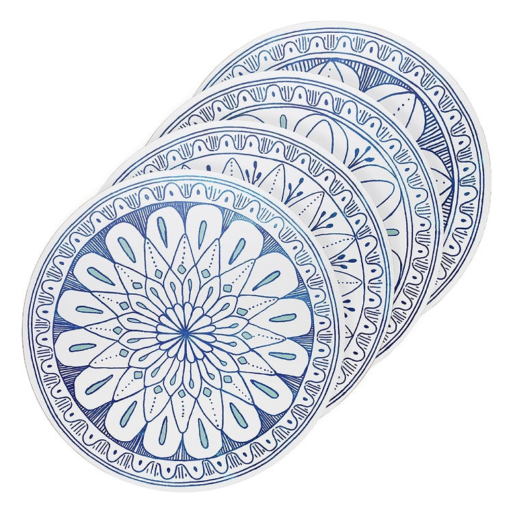 Blue & Sage Moroccan Placemats - Oasis - Set of 4 Round