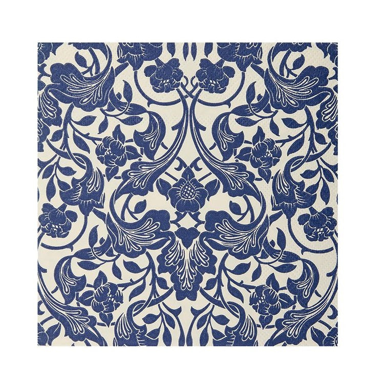 Paper Napkins 3ply 20pk - Mosaic Blue & White