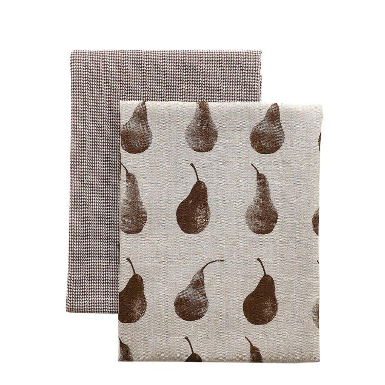 Pear Tea Towel - 2 pack- Earth Brown