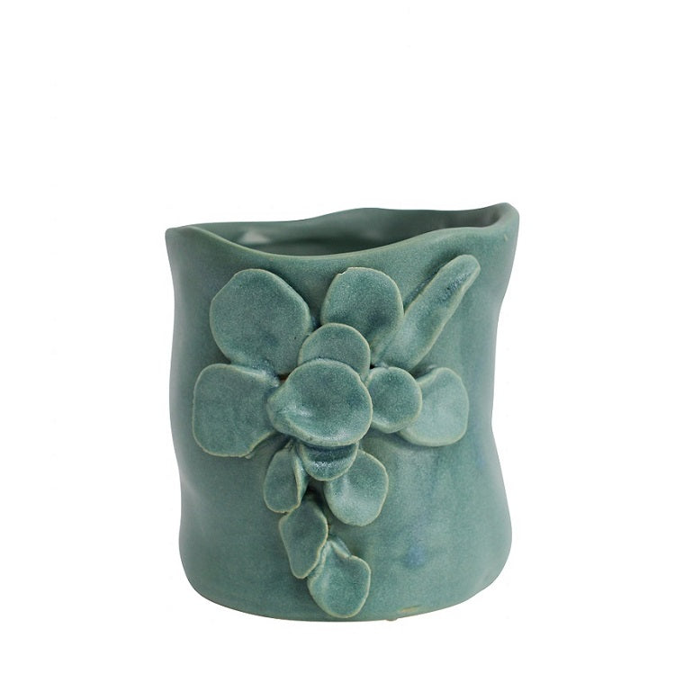 Ceramic Pot - Organic Leaf Jade