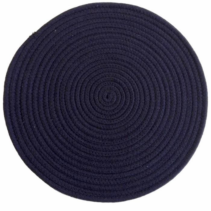 Placemat - Round Woven Cotton - Navy 38cm