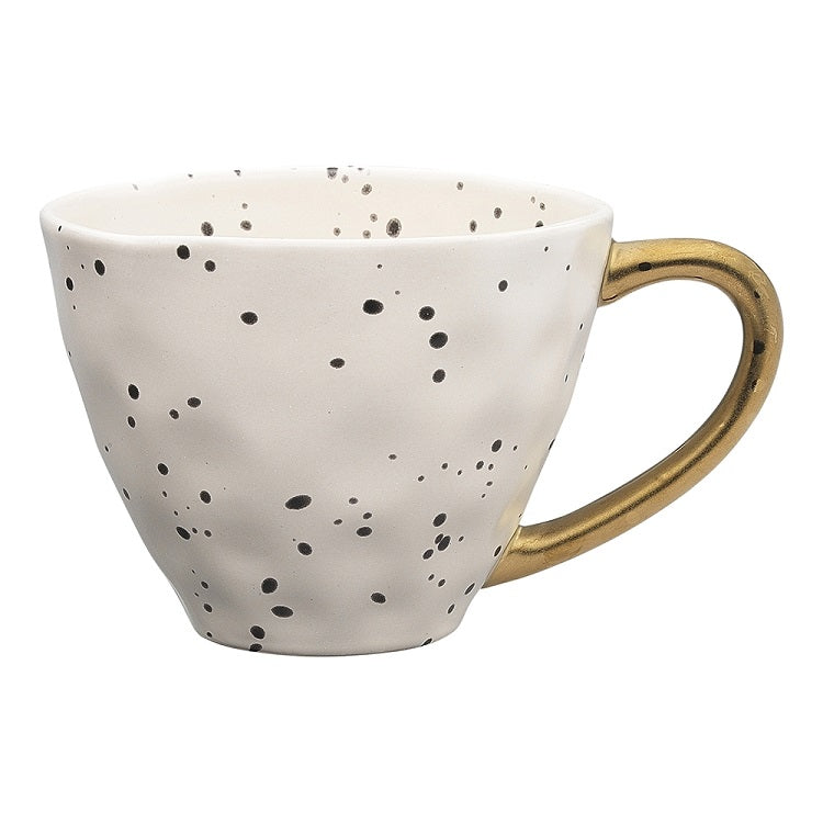 Speckle Milk Polka Dot Mug with Gold Handle