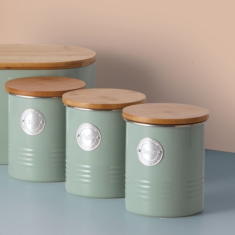 Storage Container Sage Tea Coffee Sugar Canisters Kitchen