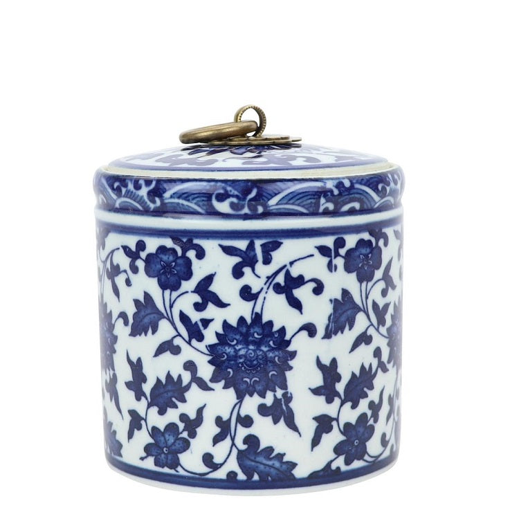 Varrie Lidded Blue & White Jar with Lid