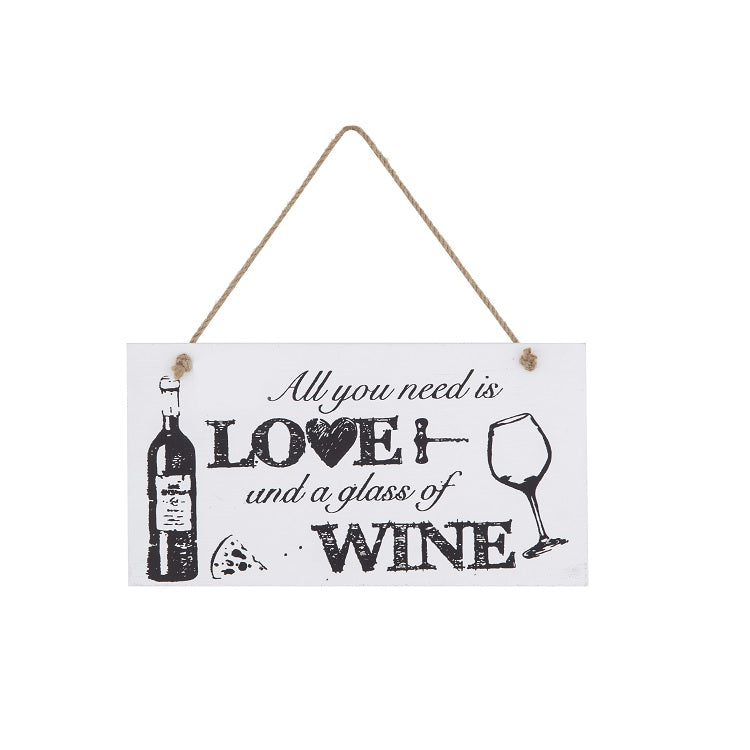 All You Need is Love and a glass of wine Wall Plaque