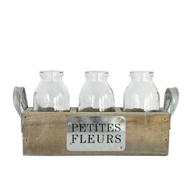 Wooden Tray with Petite Fleur Vases